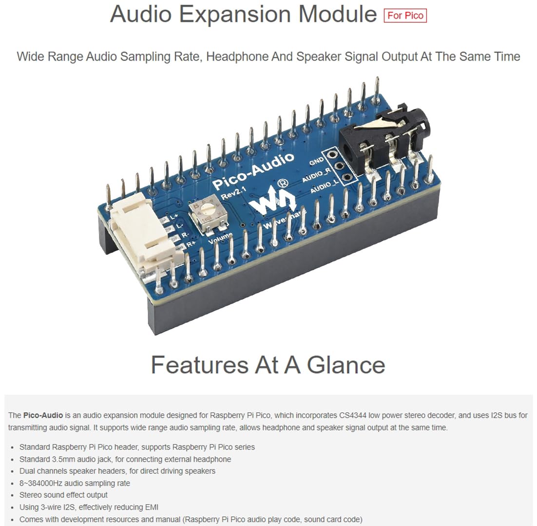 Amazon.com: Waveshare Pico-Audio Expansion Module for Raspberry Pi